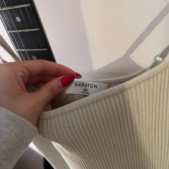 Chic Ribbed Cream Dress - Picture 2 of 2